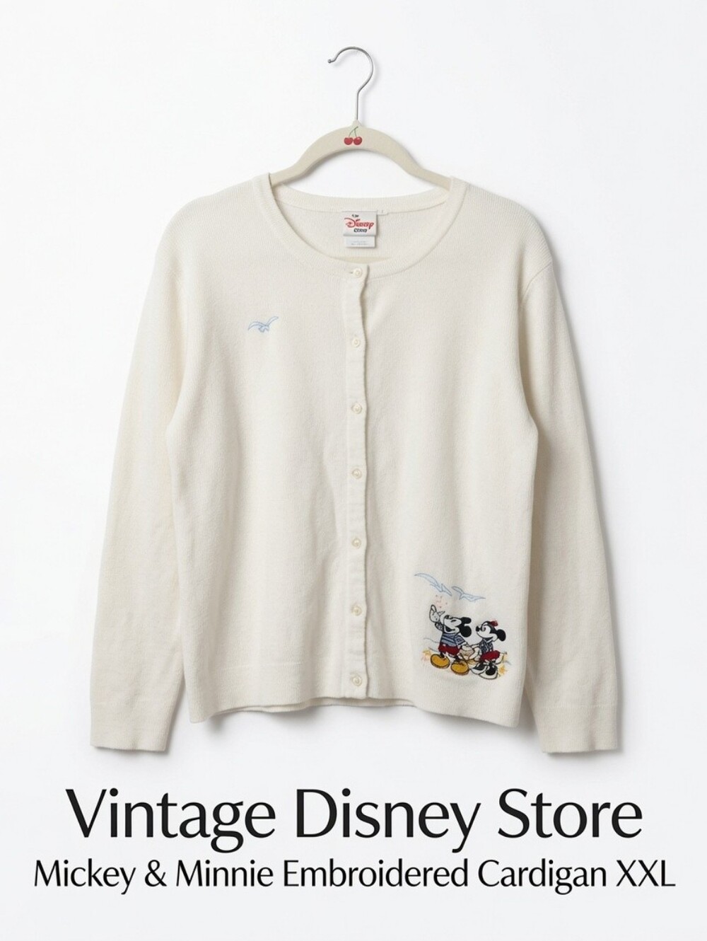 Vintage Disney Store Mickey & Minnie Embroidered Cardigan XXL